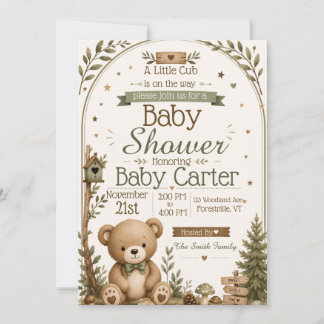 Woodland Beer Baby Shower Uitnodiging