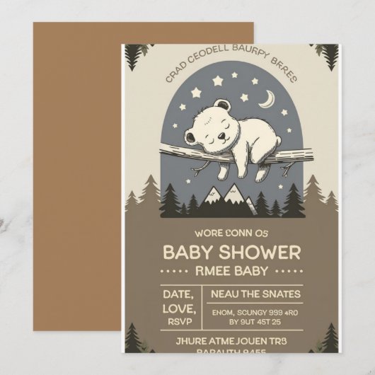 Woodland Beer Baby shower Uitnodiging | Rustic For (Voorkant / Achterkant)