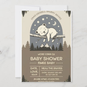 Woodland Beer Baby shower Uitnodiging   Rustic For