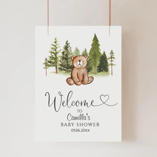 Woodland Beer Baby shower Welkomstwoord Poster