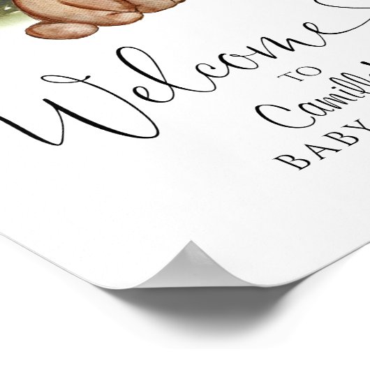 Woodland Beer Baby shower Welkomstwoord Poster (Hoek)