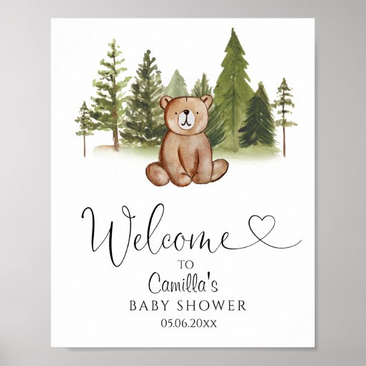 Woodland Beer Baby shower Welkomstwoord Poster (Voorkant)