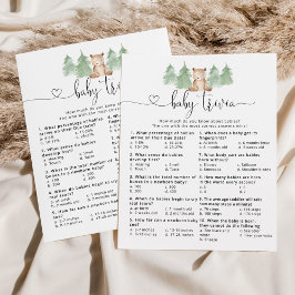 Woodland beer Baby trivia baby shower game