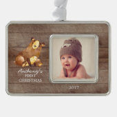 Woodland Beer Baby's 1e Kerstmis Foto Ornament (Voorkant)