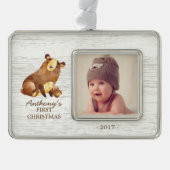 Woodland Beer Baby's 1e Kerstmis Foto Ornament (Voorkant)