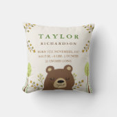 Woodland Beer Birth Announcement Pillow Kussen (Voorkant)
