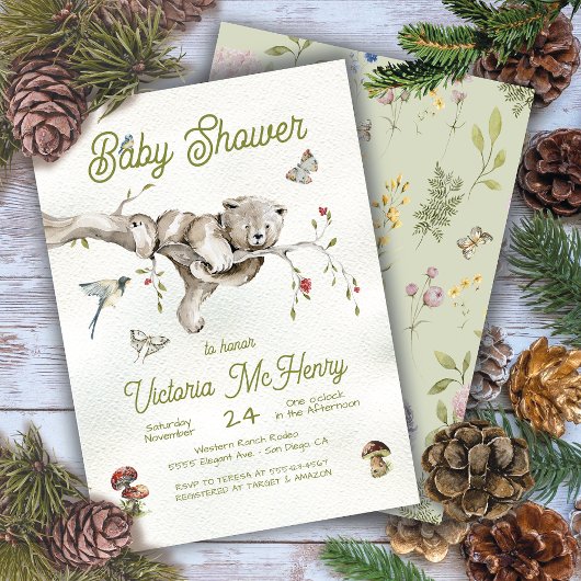 Woodland Beer Boho Baby shower Invitation Kaart