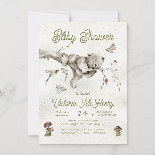 Woodland Beer Boho Baby shower Invitation Kaart (Voorkant)