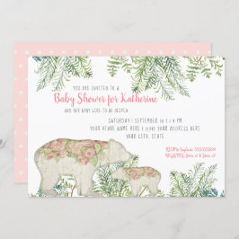 Woodland Beer Boho Floral Baby Girl Shower Kaart
