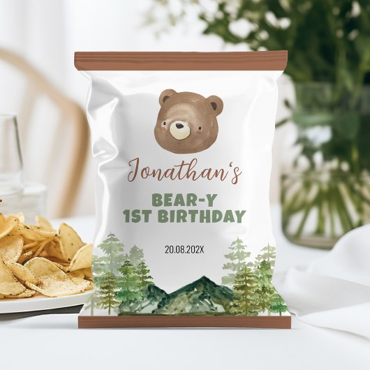 Woodland Beer Boy 1st Birthday Chip Bag Wrapper Flyer