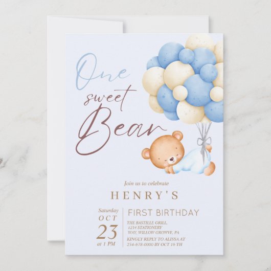 Woodland Beer Boy 1st Verjaardag Party Pastel Kaart (Voorkant)