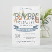 Woodland Beer Boy Baby shower Invitation Kaart (Staand voorkant)