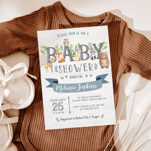 Woodland Beer Boy Baby shower Invitation Kaart