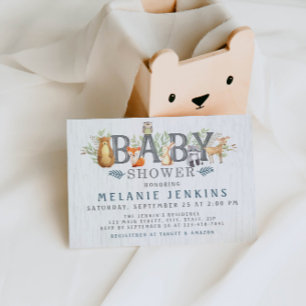 Woodland Beer Boy Baby shower Invitation Kaart