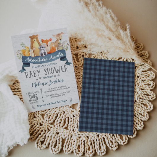 Woodland Beer Boy Baby shower Invitation Kaart