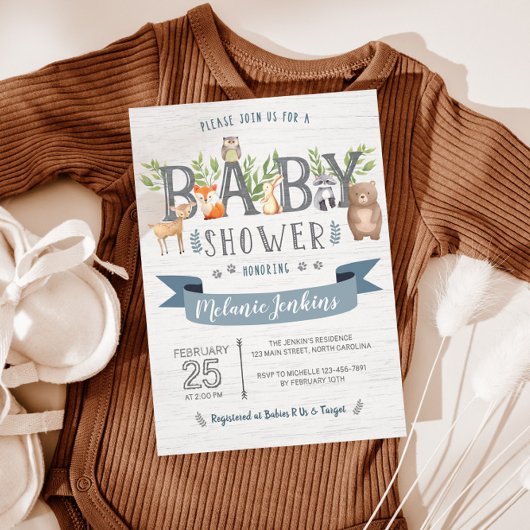 Woodland Beer Boy Baby shower Invitation Kaart