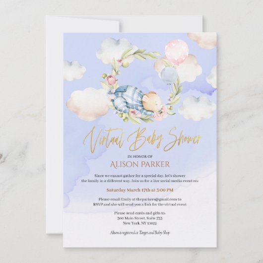 Woodland Beer Cloud Dream | Virtueel Baby shower Kaart (Voorkant)