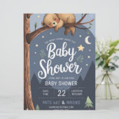Woodland Beer Cub Baby shower Uitnodiging | Waterc (Staand voorkant)