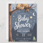 Woodland Beer Cub Baby shower Uitnodiging | Waterc (Voorkant)