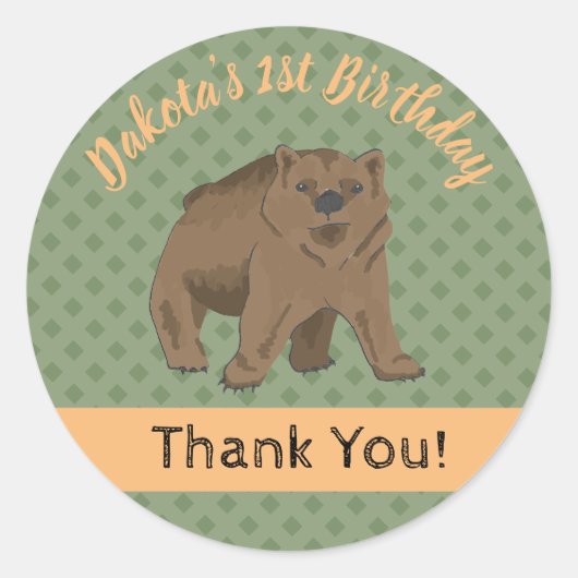 Woodland Beer Cub Hartelijk dank Ronde Sticker (Voorkant)