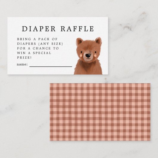 Woodland Beer Diaper Raffle Ticket Informatiekaartje (Voorkant / Achterkant)