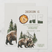 Woodland Beer Eerste Verjaardagsfeest Kaart (Voorkant / Achterkant)