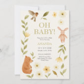 Woodland Beer en Bunny Baby shower Kaart (Voorkant)
