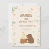 Woodland Beer en Bunny Verjaardag Kaart (Voorkant)