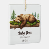 Woodland Beer Geboorte Stats Baby's Eerste Kerst Keramisch Ornament (Rechts)