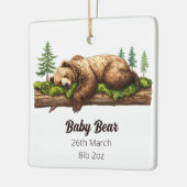 Woodland Beer Geboorte Stats Baby's Eerste Kerst Keramisch Ornament (Links)