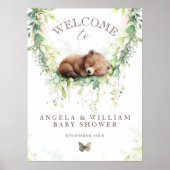 Woodland Beer Green Baby Jongensdouche Welkom Poster (Voorkant)