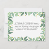 Woodland Beer Greenery Baby shower Notitiekaartje (Achterkant)