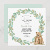 Woodland Beer Greenery Wreath Baby shower per Mail Kaart (Voorkant / Achterkant)