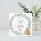 Woodland Beer Greenery Wreath Baby shower per Mail Kaart (Staand voorkant)