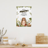 Woodland beer groen Welkom Baby shower Poster (Keuken)