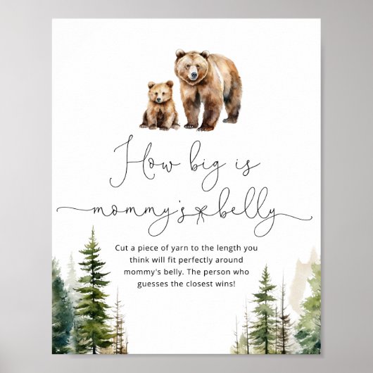 Woodland beer hoe groot is het buikspel van mama. poster (Voorkant)