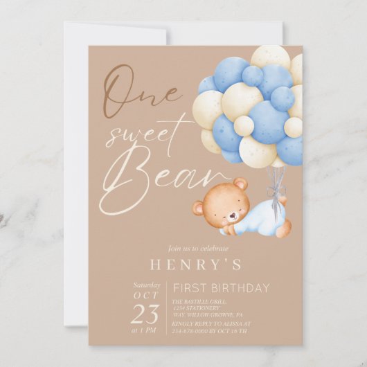 Woodland Beer Jongen 1e verjaardagsfeestje pastel  Kaart (Voorkant)