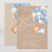 Woodland Beer Jongen 1e verjaardagsfeestje pastel  Kaart (Voorkant / Achterkant)