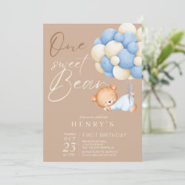 Woodland Beer Jongen 1e verjaardagsfeestje pastel  Kaart