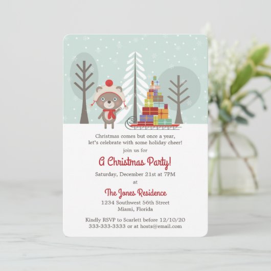 Woodland Beer Kerstmis Kaart (Staand voorkant)