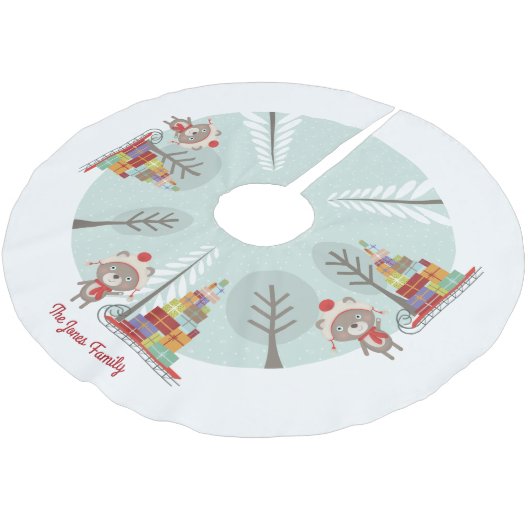 Woodland Beer Kerstmis Kerstboom Rok (Gekanteld)