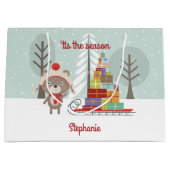 Woodland Beer Kerstmis Large Cadeautasje (Voorkant)