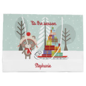 Woodland Beer Kerstmis Large Cadeautasje (Achterkant)