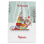 Woodland Beer Kerstmis Medium Cadeauzakje (Achterkant)