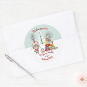 Woodland Beer Kerstmis Ronde Sticker (Envelop)