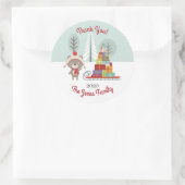 Woodland Beer Kerstmis Ronde Sticker (Tas)