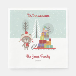 Woodland Beer Kerstmis Servet