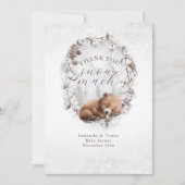 Woodland Beer Koud buiten Winter Baby shower Bedankkaart (Voorkant)