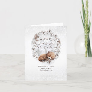 Woodland Beer Koud buiten Winter Baby shower Bedankkaart