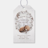 Woodland Beer Koud buiten Winter Baby shower Cadeaulabel (Voorkant)